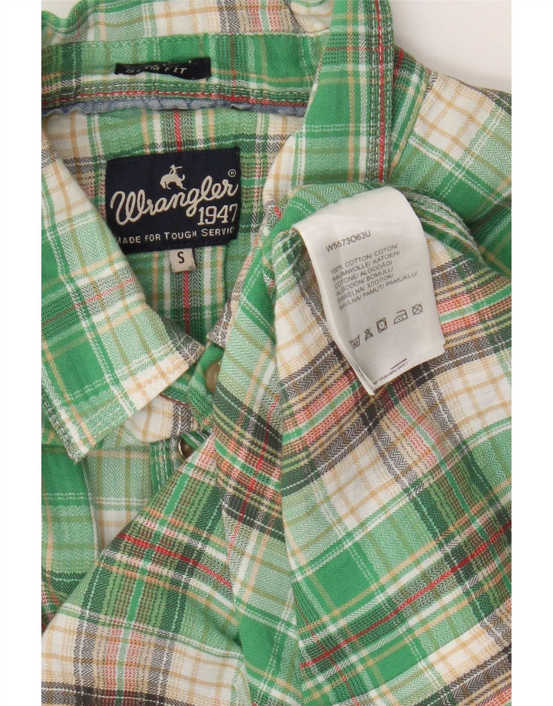 Wrangler Camisa masculina de flanela slim fit pequena verde xadrez de algodão