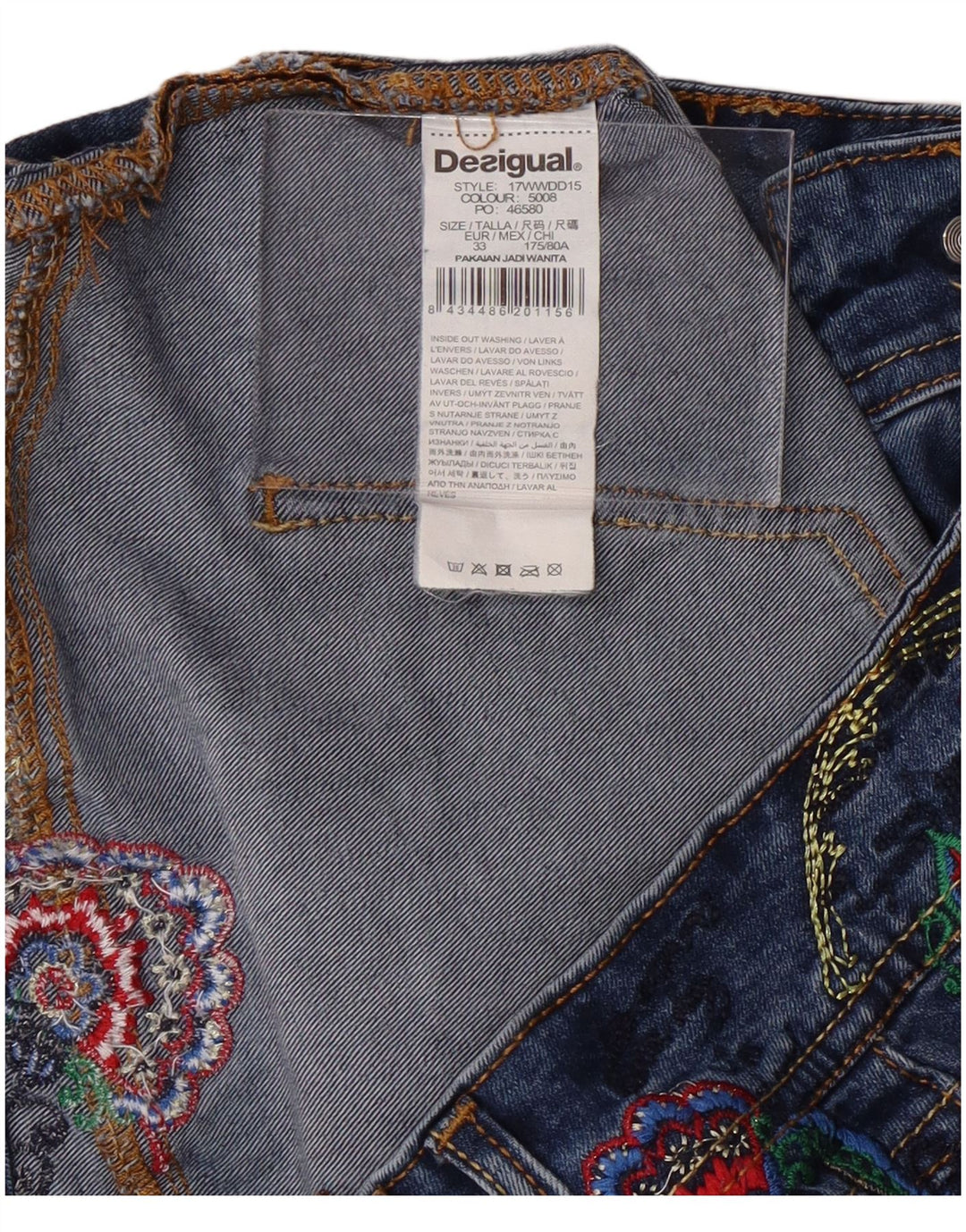 DESIGUAL Jeans Slim Feminino W33 L28 Azul Algodão