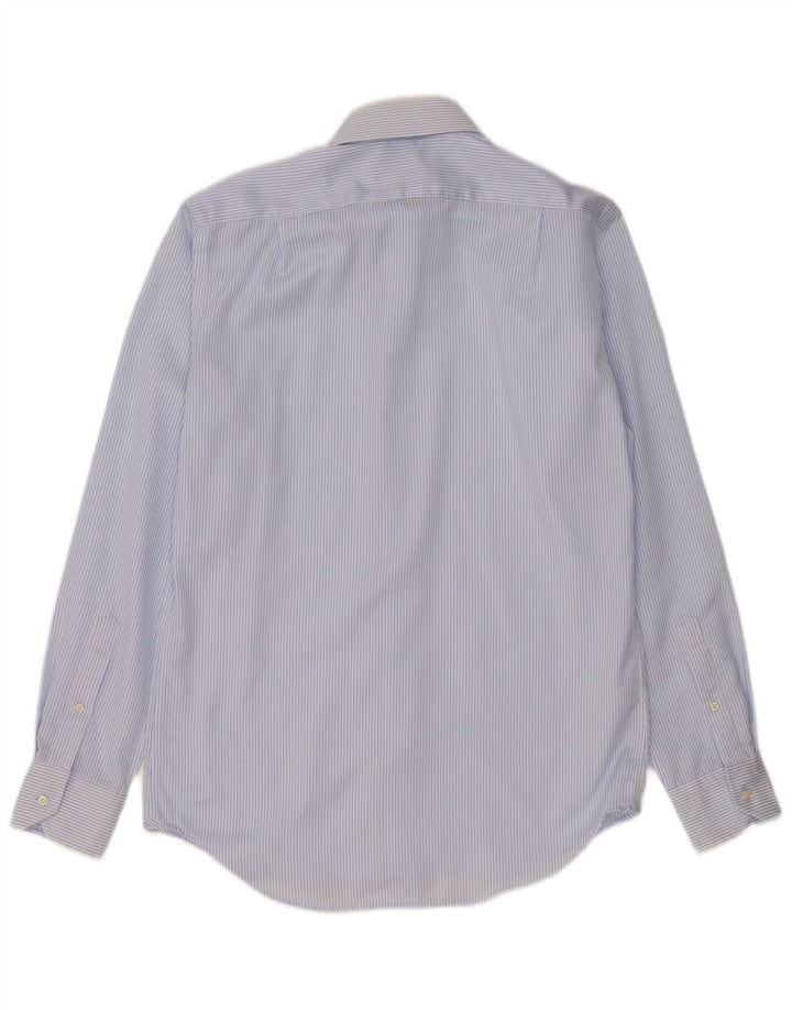 Camisa masculina Boggi de ajuste regular tamanho 39 15 1/2 algodão listrado azul médio