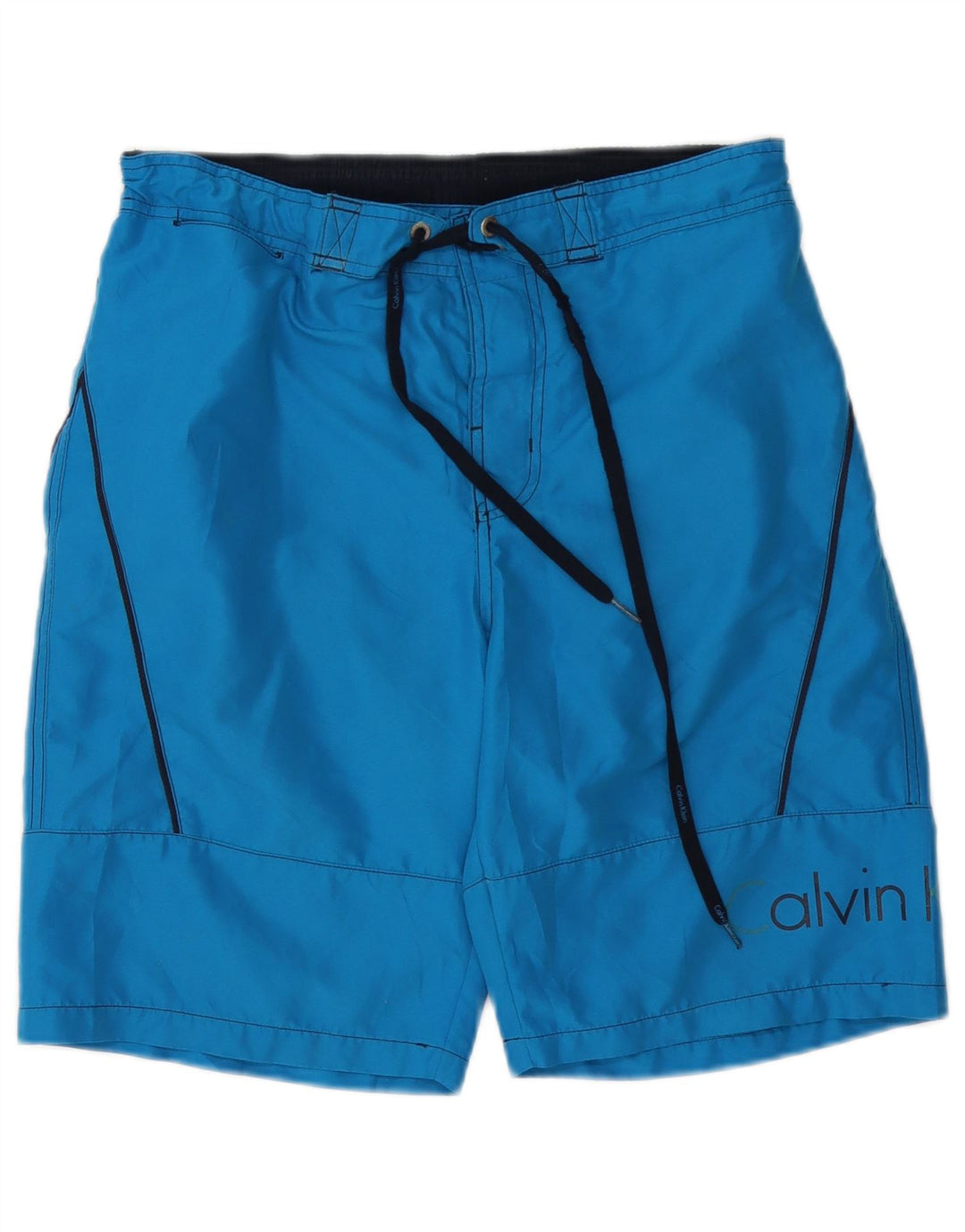 Shorts de natação masculino Calvin Klein gráfico pequeno azul poliéster