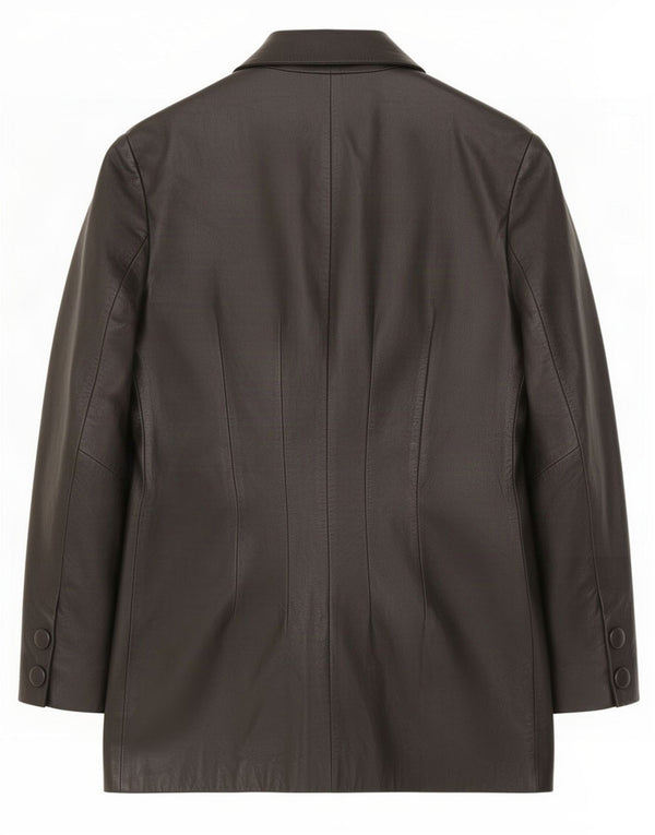 Casaco de couro feminino vintage UK 12 médio preto