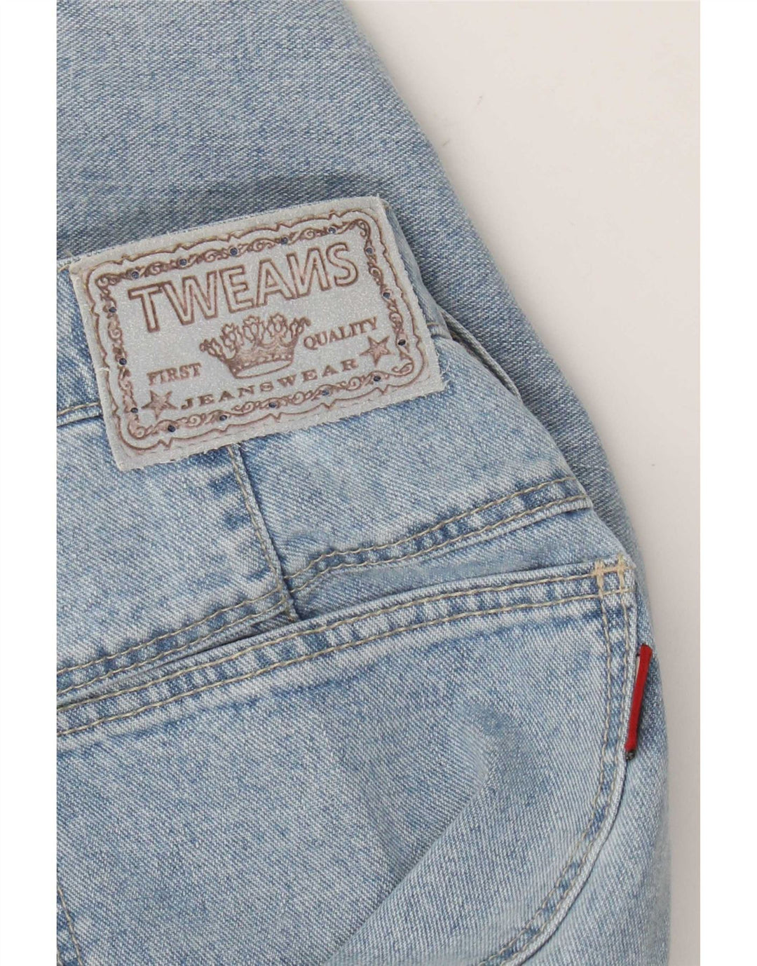 Jeans cônicos femininos vintage W28 L30 azul