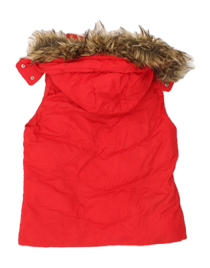 GAP Womens Hooded Padded Gilet UK 14 Medium Red Acrylic Vintage Gap and Second-Hand Gap from Messina Hembry 