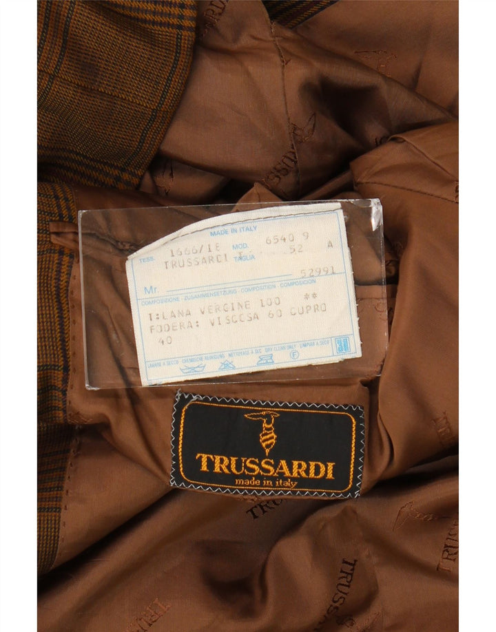 Jaqueta Blazer Masculina Trussardi com 2 Botões IT 52 XL Marrom Houndstooth