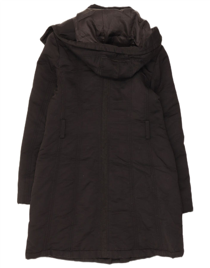 Zara Jaqueta Parka Feminina com Capuz Reino Unido 12 Médio Preto