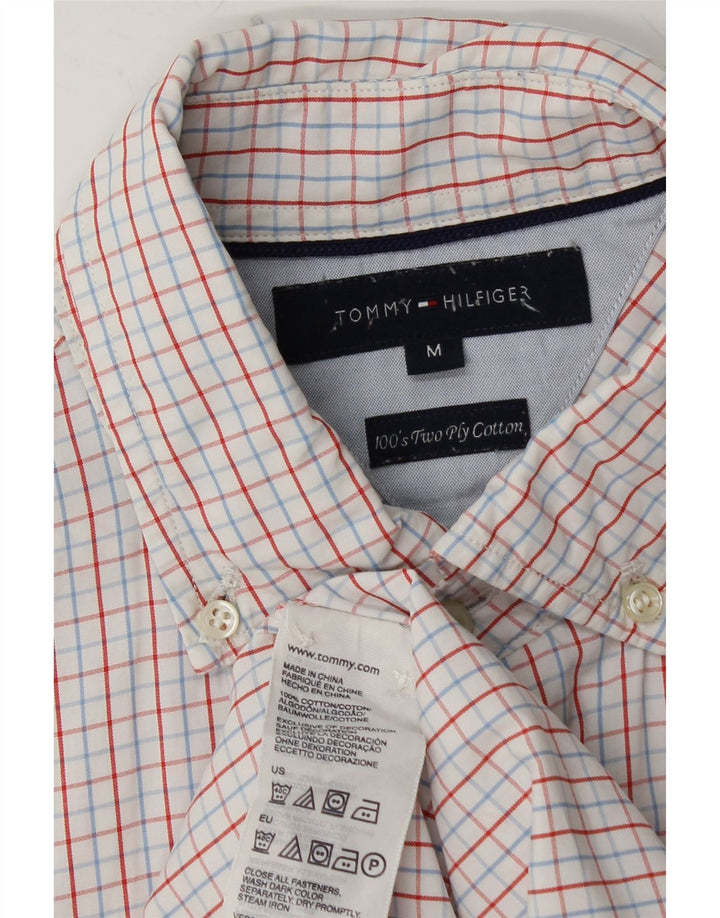 Camisa masculina TOMMY HILFIGER de algodão xadrez vermelho médio