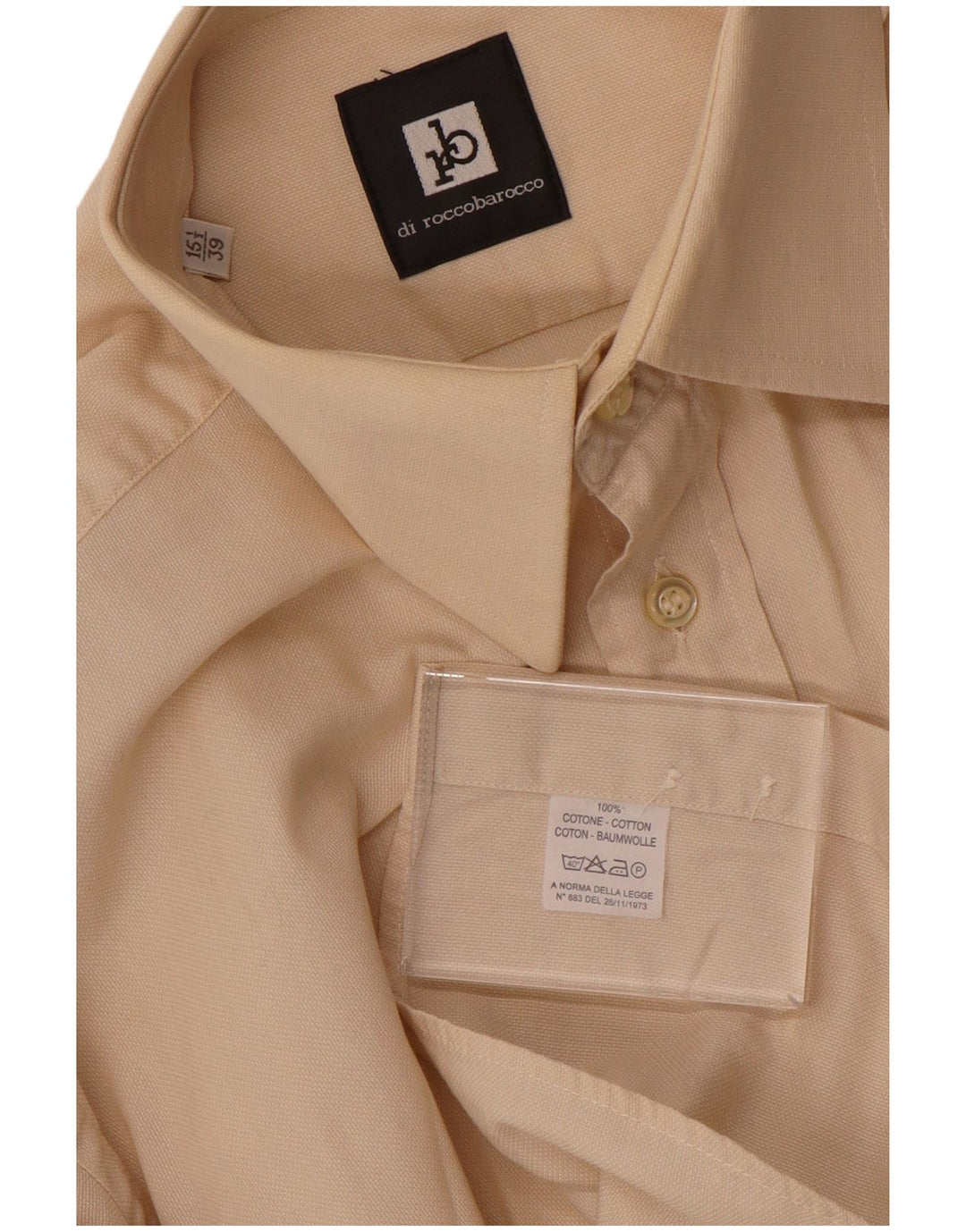 Camisa masculina Roccobarocco tamanho 15 1/2 39 algodão bege médio