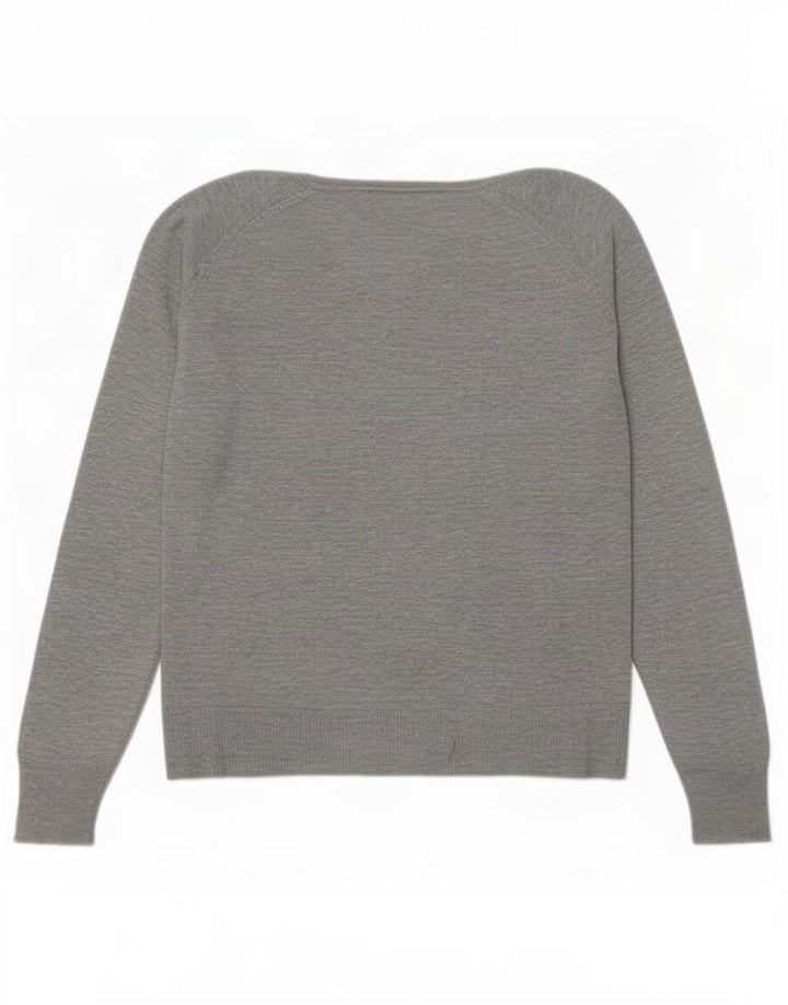 Zara Suéter feminino oversized com gola redonda Reino Unido 14 Viscose cinza médio