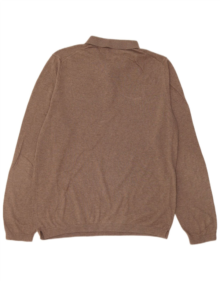 Suéter masculino Massimo Dutti com gola polo grande marrom