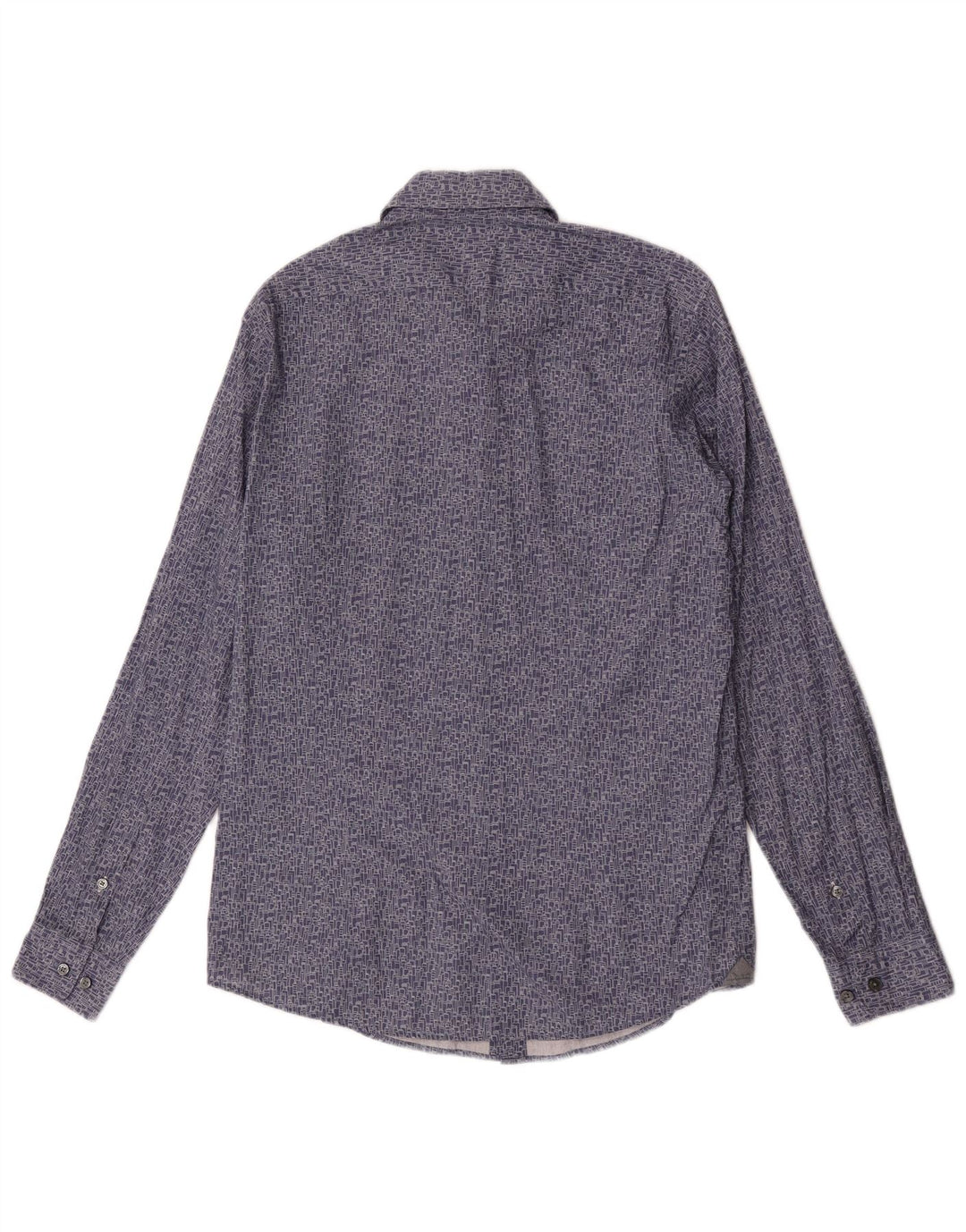 Camisa masculina Hugo Boss Regular Fit algodão geométrico azul médio