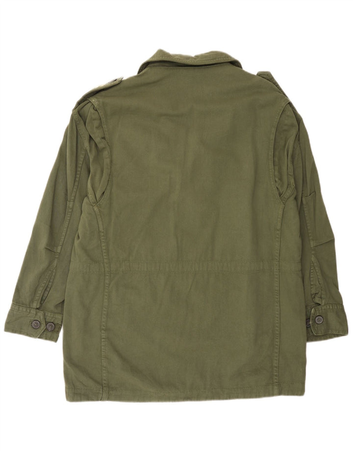 Jaqueta militar feminina Zara Reino Unido 16 grande algodão cáqui