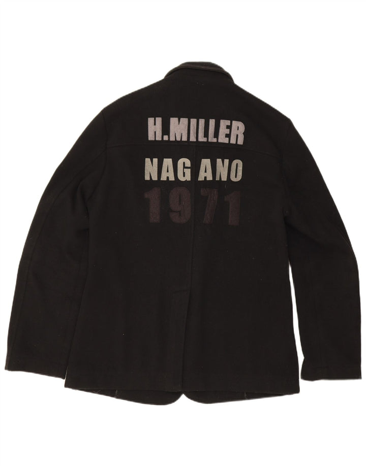 Jaqueta blazer masculina Kejo gráfica de 3 botões Reino Unido 38 lã preta média