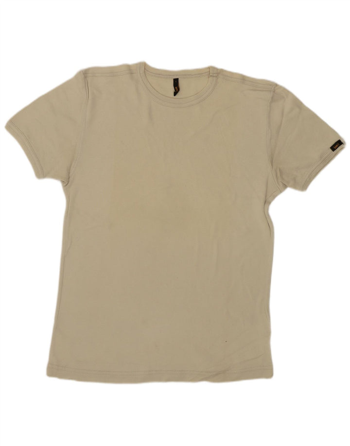 Camiseta feminina Lee UK 14 grande algodão bege