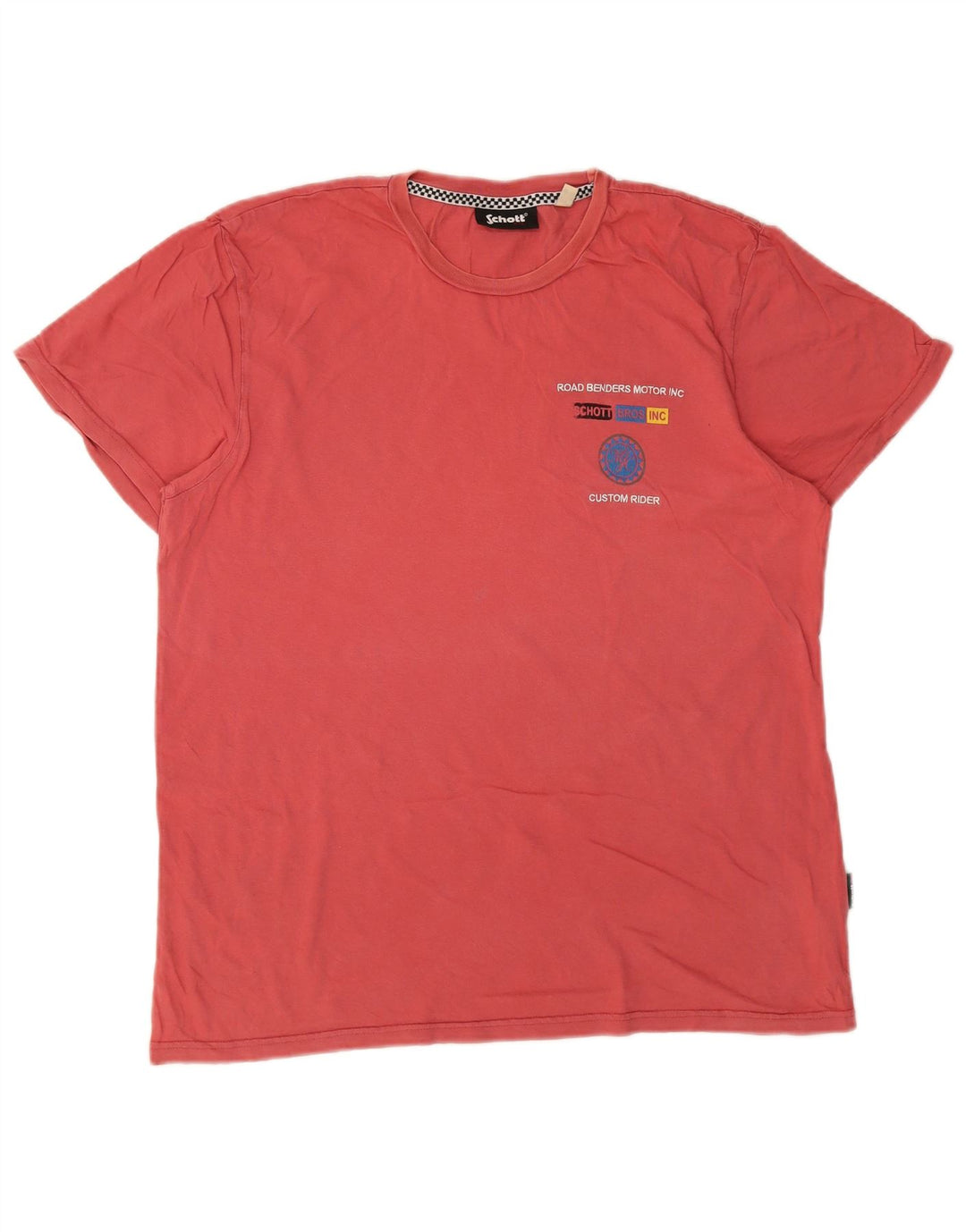 Camiseta masculina Schott com estampa gráfica grande de algodão rosa