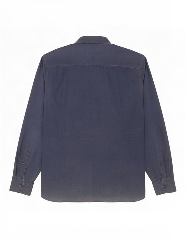 Camisa masculina Hugo Boss Slim Fit grande algodão listrado azul