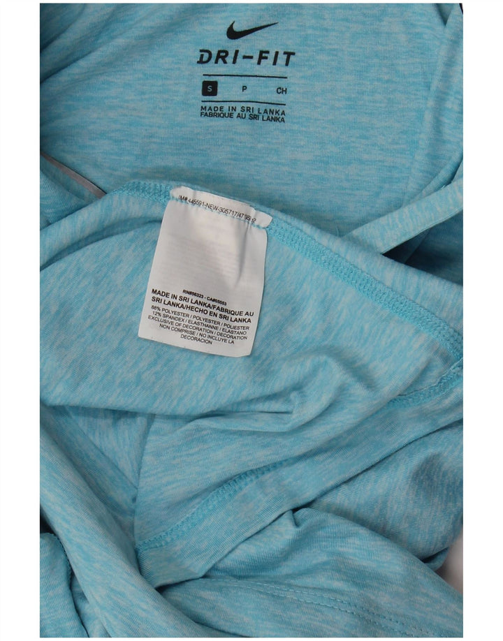 NIKE Womens Dri Fit Zip Neck Top Manga Longa Reino Unido 10 Pequeno Azul Flecked