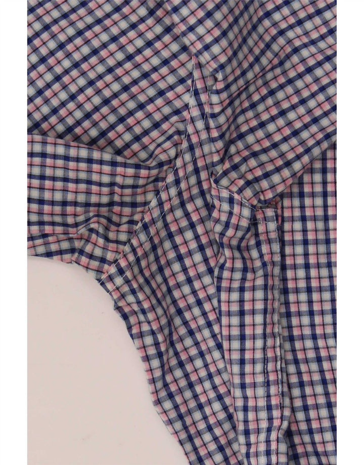 Camisa masculina de manga curta Chaps Easy Care XL azul marinho xadrez algodão