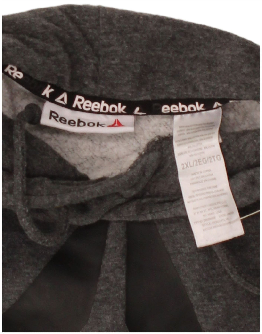 REEBOK moletom com capuz gráfico masculino 2XL algodão cinza