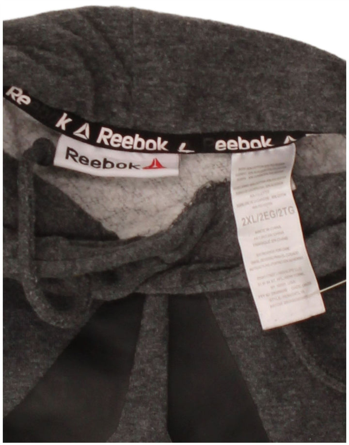 REEBOK moletom com capuz gráfico masculino 2XL algodão cinza