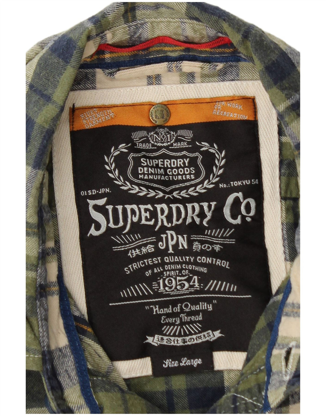 Camisa masculina de flanela SUPERDRY grande algodão xadrez verde