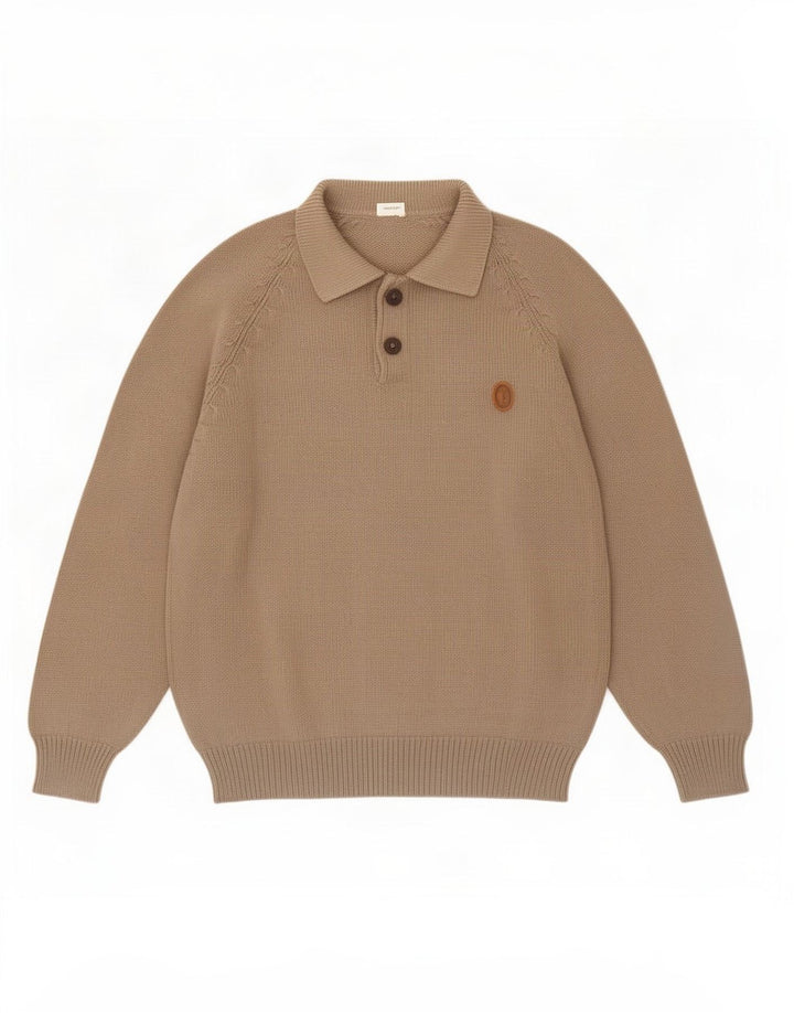 Suéter masculino Trussardi com gola polo e bege médio