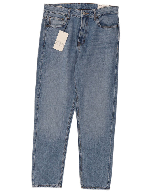 Zara Mens Slim Tapered Jeans EU 40 Médio W31 L30 Azul Algodão