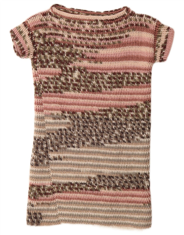 Vestido feminino vintage UK 14 médio listrado multicolorido