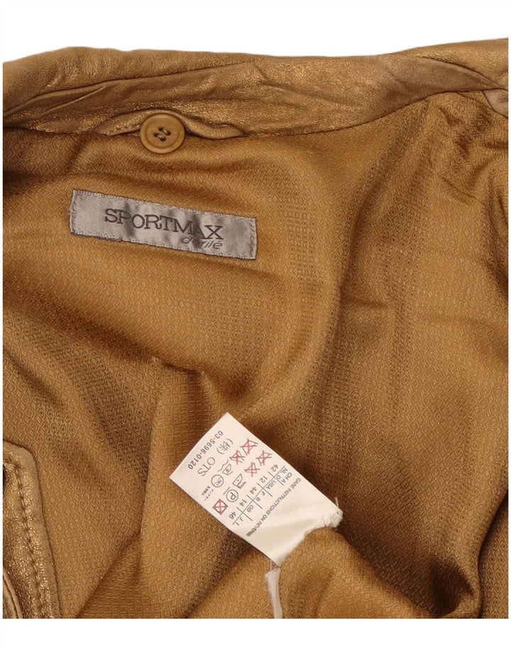Jaqueta feminina Sportmax Crop Biker UK 14 grande ouro