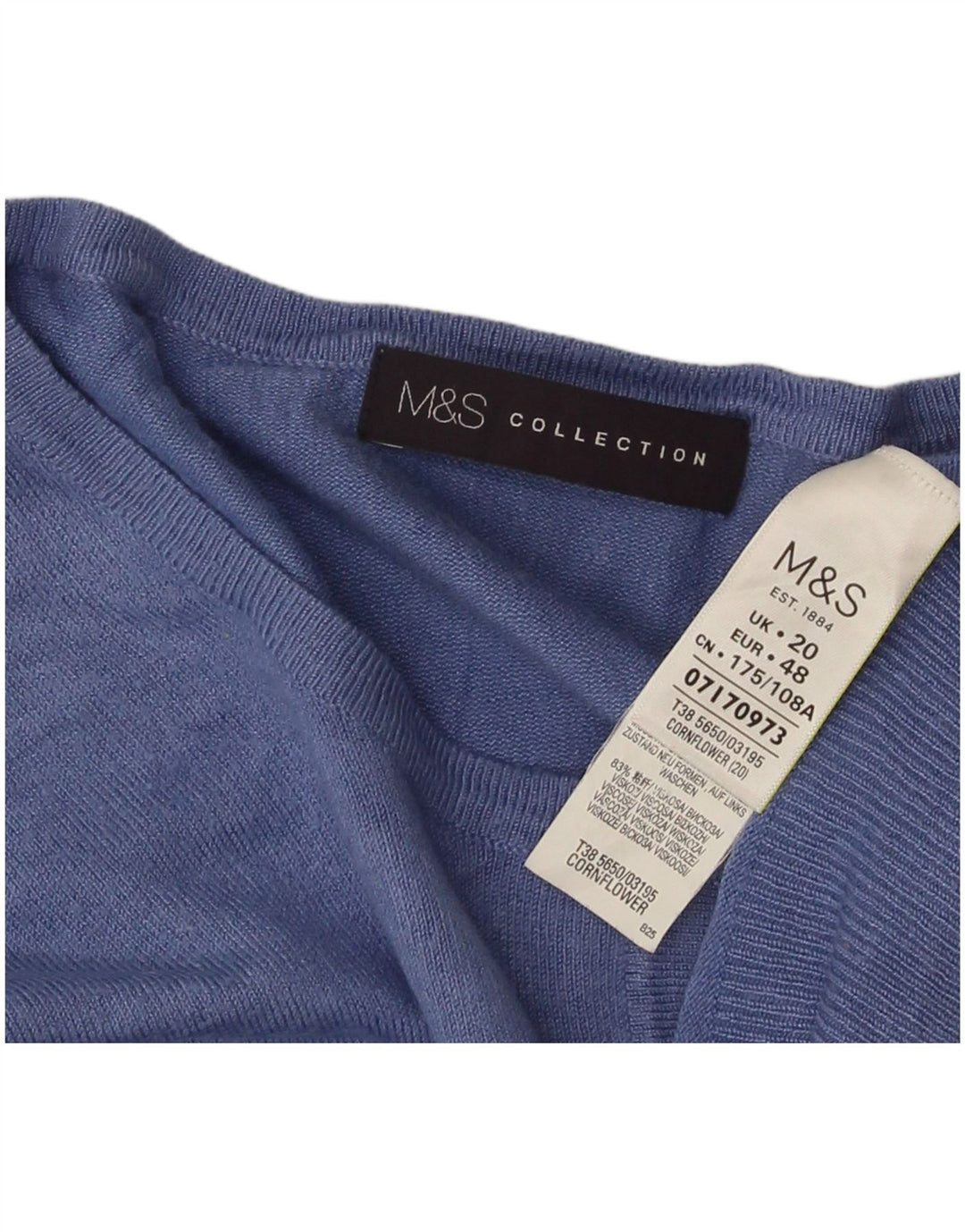 Suéter cardigã feminino Marks & Spencer UK 20 2XL azul viscose