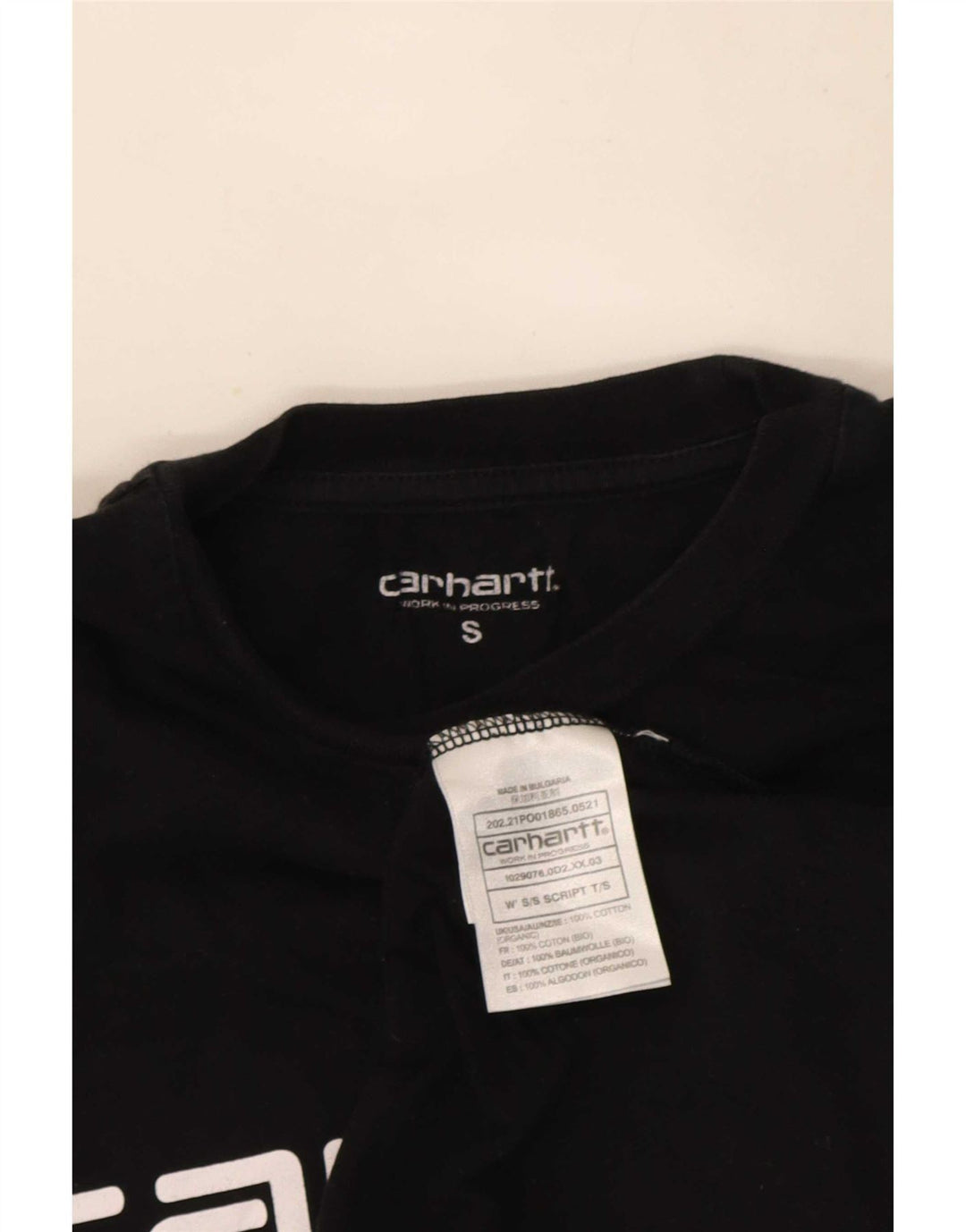 Carhartt Camiseta masculina gráfica top pequeno algodão preto