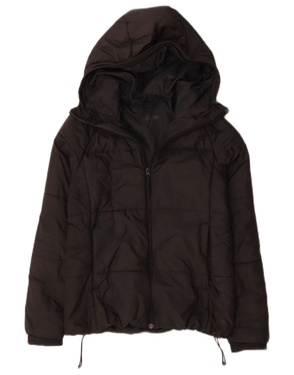 Jaqueta acolchoada com capuz feminina Adidas Reino Unido 8/10 poliéster preto pequeno