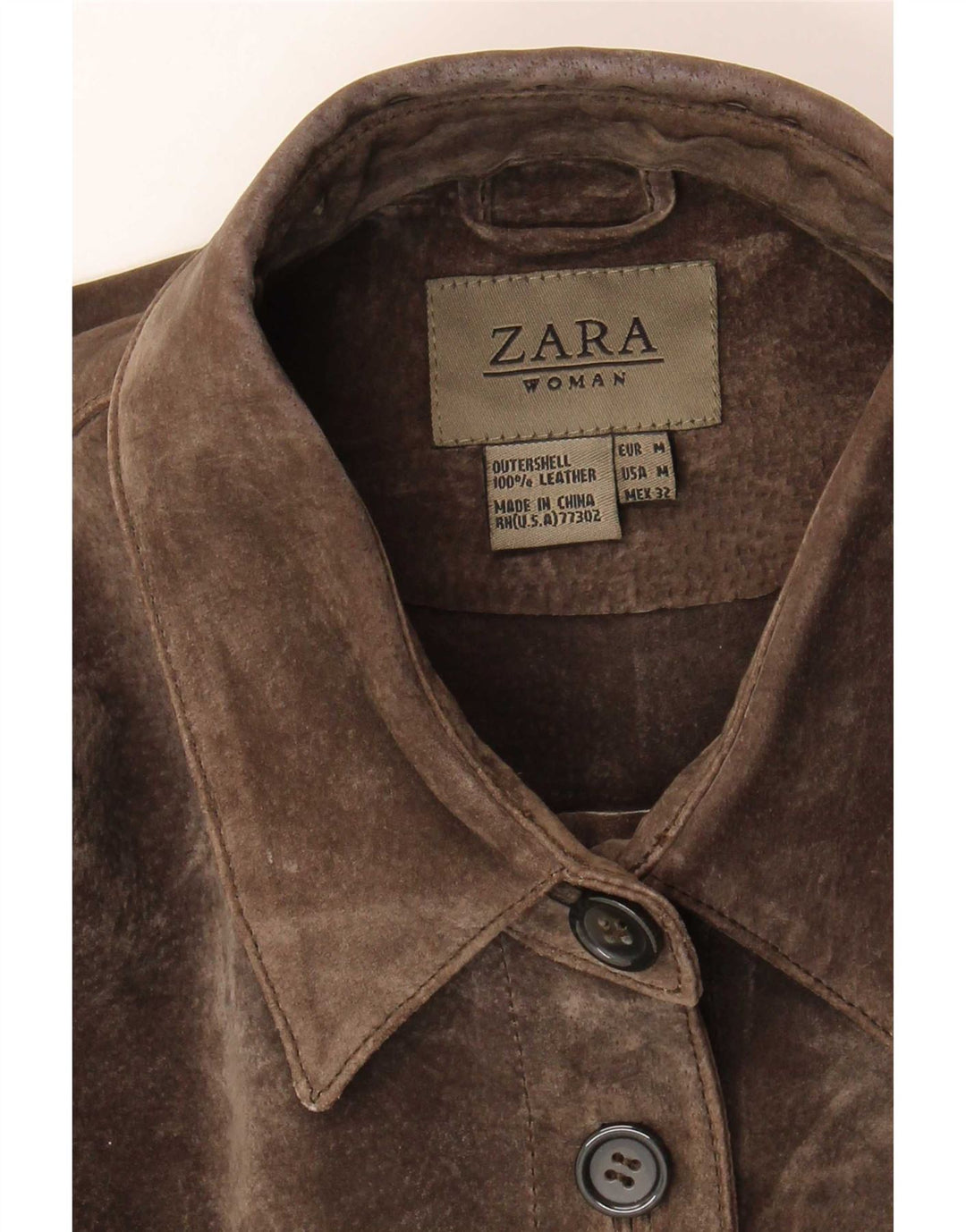 Jaqueta feminina de camurça Zara Reino Unido 14 couro marrom médio