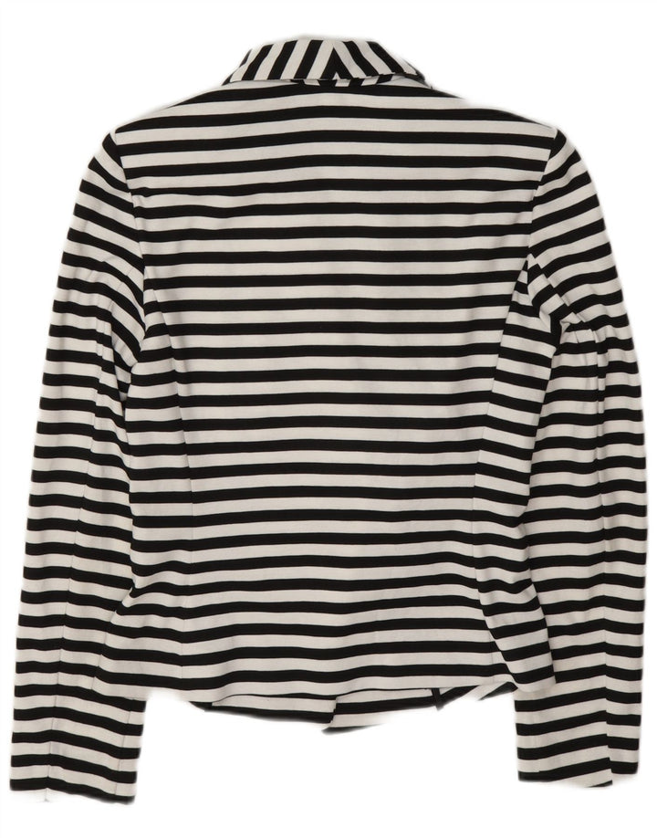 Jaqueta blazer feminina Marks & Spencer UK 10 pequena azul marinho listrada náutica