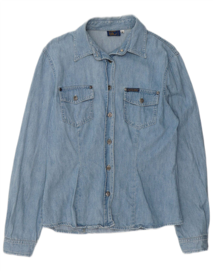 Camisa jeans feminina BYBLOS IT 46 grande algodão azul