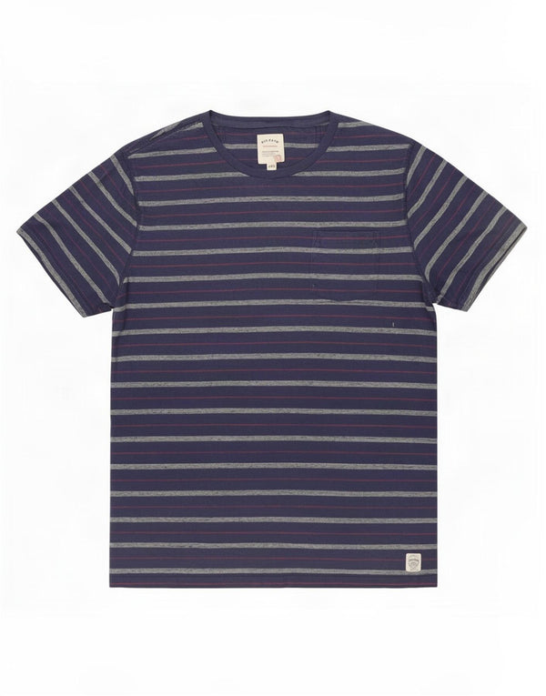 Camiseta masculina Fat Face Top 2XL algodão listrado azul marinho