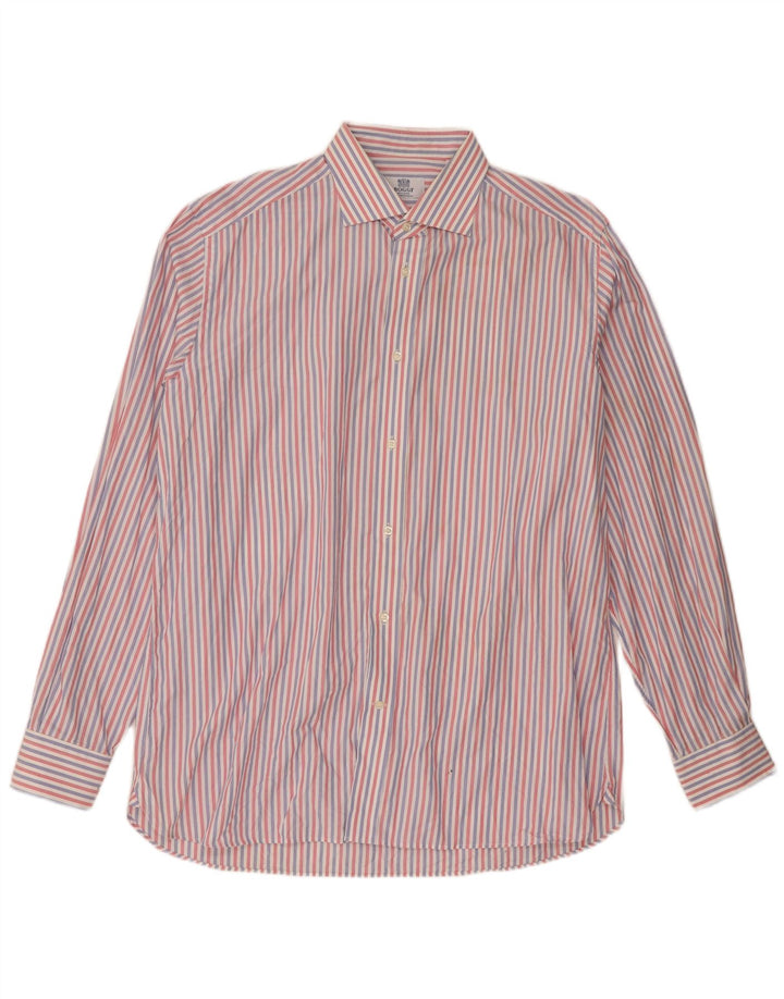 Camisa masculina Boggi Milano grande listrada vermelha de algodão