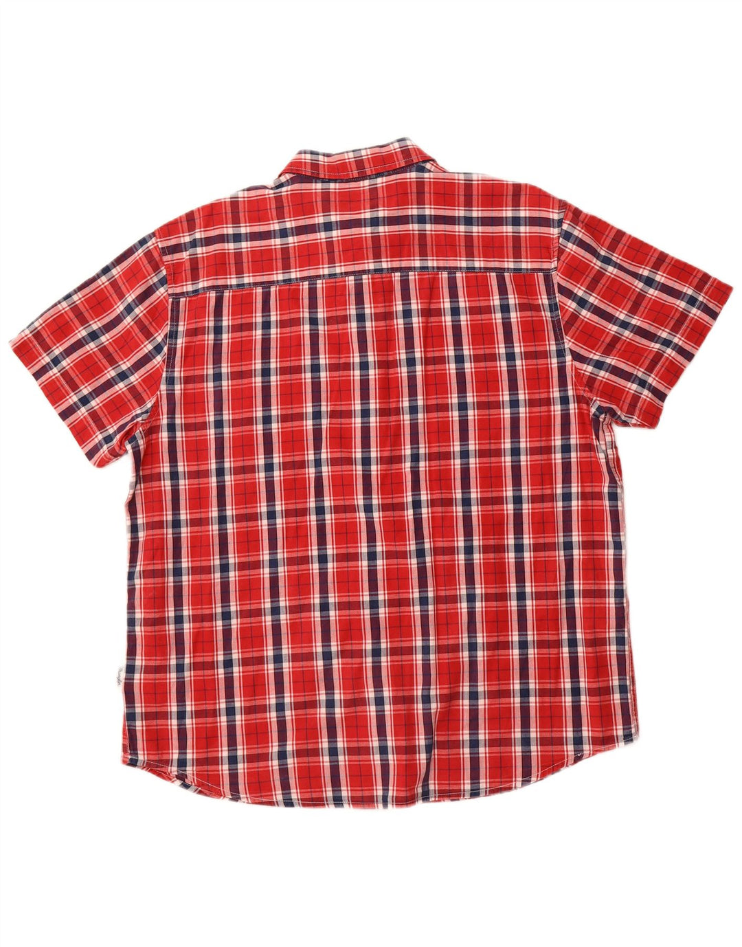 WRANGLER Camisa masculina casual de manga curta XL de algodão xadrez vermelho