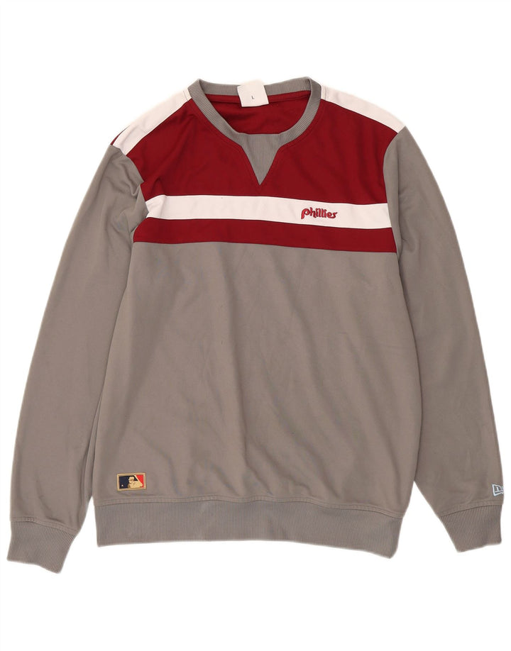 Moletom masculino Cooperstown NEW ERA grande bloco colorido cinza