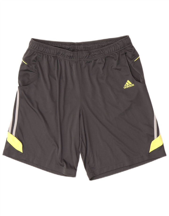 Adidas Mens Sport Shorts Grande Cinza Colorblock Poliéster