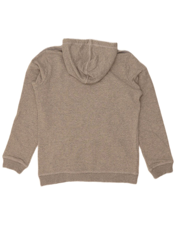 Adidas feminino gráfico moletom com capuz jumper IT 46 grande algodão manchado cinza