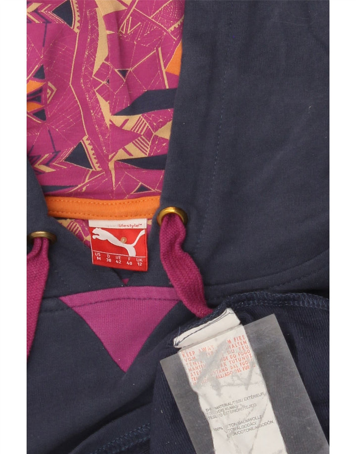 PUMA Womens Crop Oversized Hoodie Jumper Reino Unido 12 Médio Azul Marinho