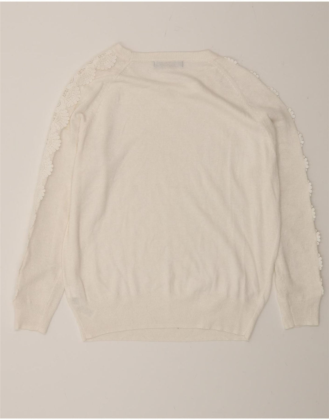 Suéter feminino Marks & Spencer com gola redonda, tamanho UK 14, grande, branco