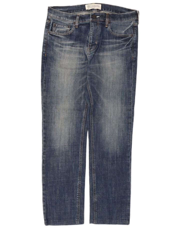 Adidas Mens Straight Jeans W32 L29 Azul Algodão