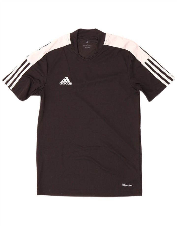 Adidas Mens Aeroready Camiseta Top Pequeno Preto Colorblock Poliéster