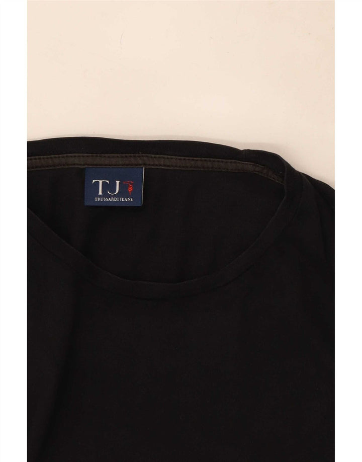 Trussardi Jeans Mens Gráfico Top Manga Longa Médio Algodão Preto