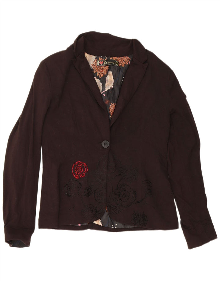 Jaqueta Blazer Feminina Desigual com 1 Botão EU 40 Médio Preto Floral