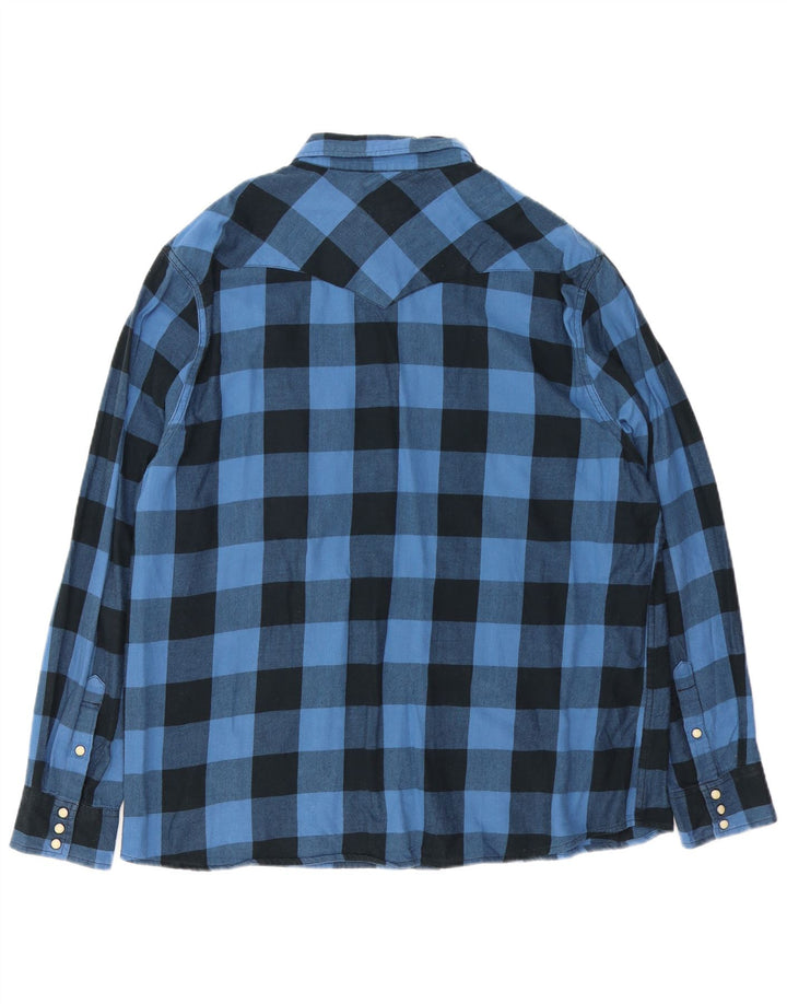 Camisa Wrangler masculina de flanela de ajuste regular XL azul algodão guingão