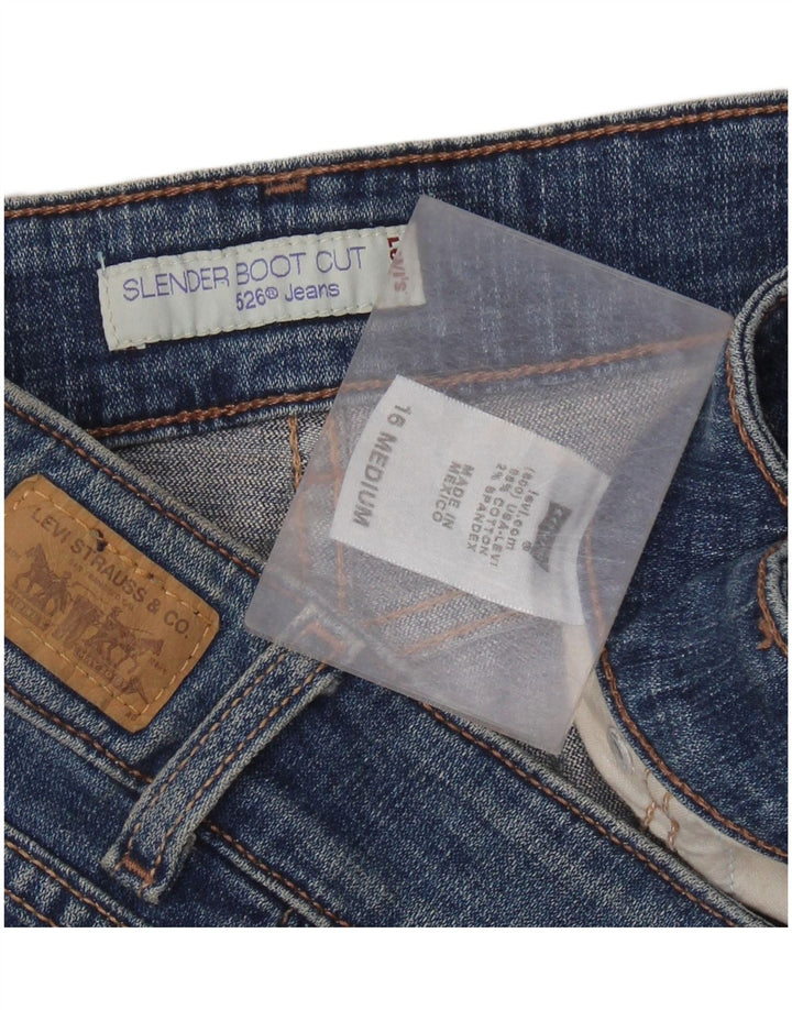Calça jeans feminina Levi's 526 de cintura alta com corte justo US 16 2XL W36 L32 azul