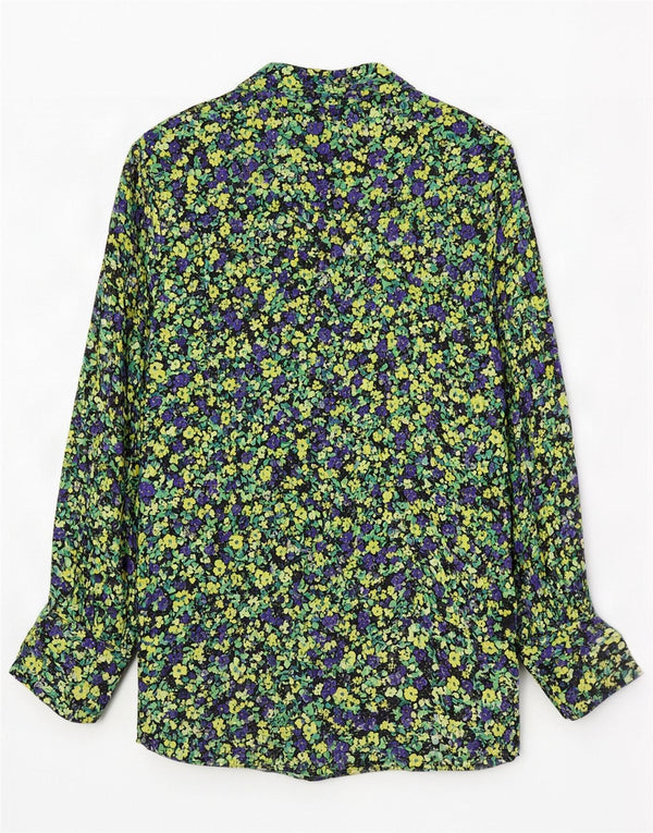 Blusa feminina Zara UK 10 pequena viscose floral multicolorida