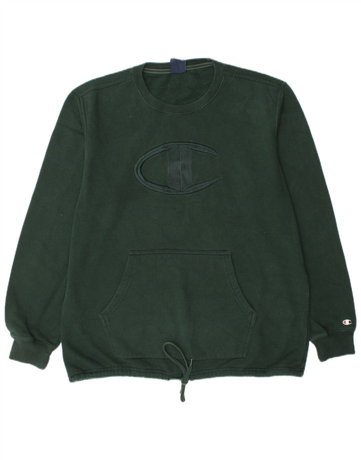 CHAMPION Masculino moletom gráfico Jumper XL algodão verde